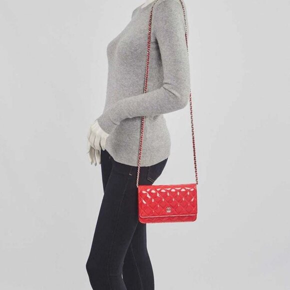 Chanel Pink Quilted Patent Leather Classic WOC Clutch Bag - Picture 12 of 12